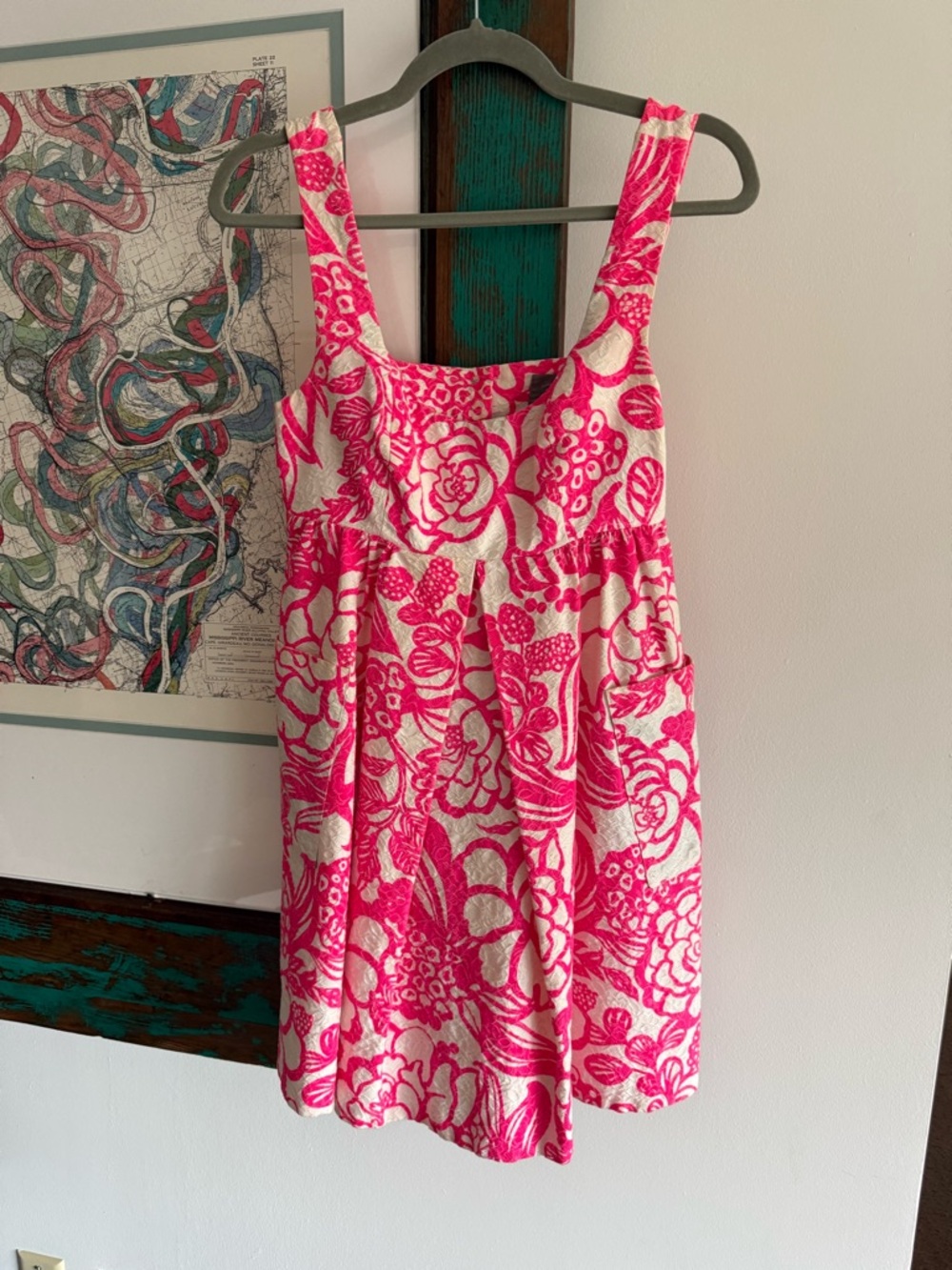 Vanessa Virginia Anthropologie | Pink White Jacquard Floral Sleeveless Dress